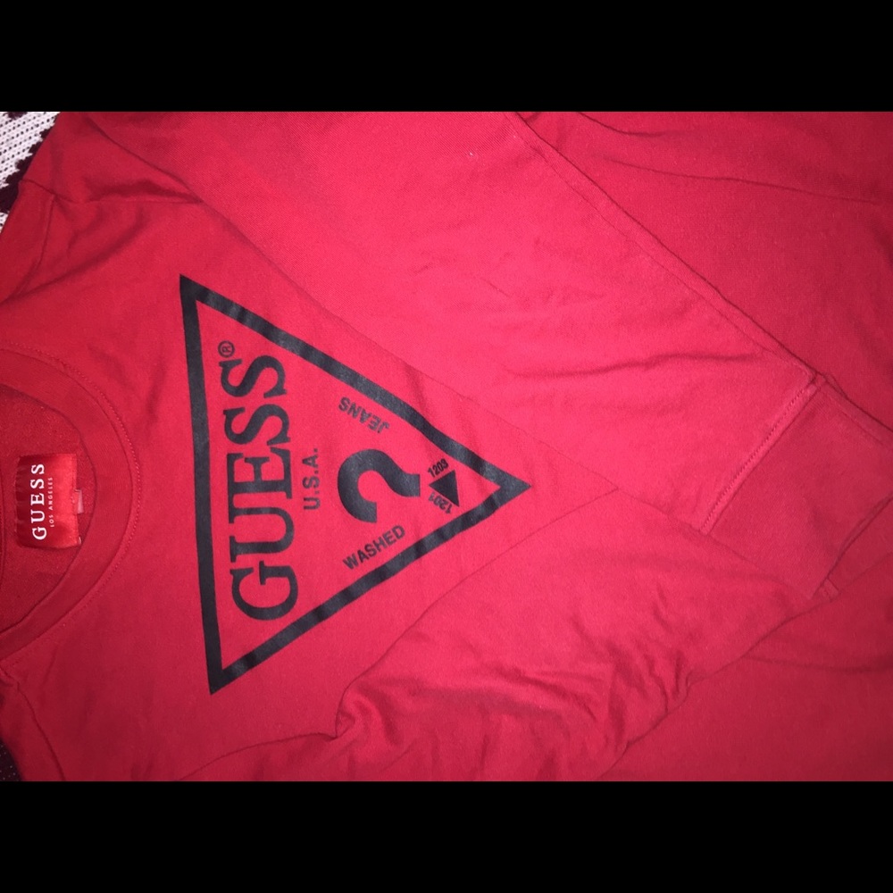 Red guess jeans crew neck
